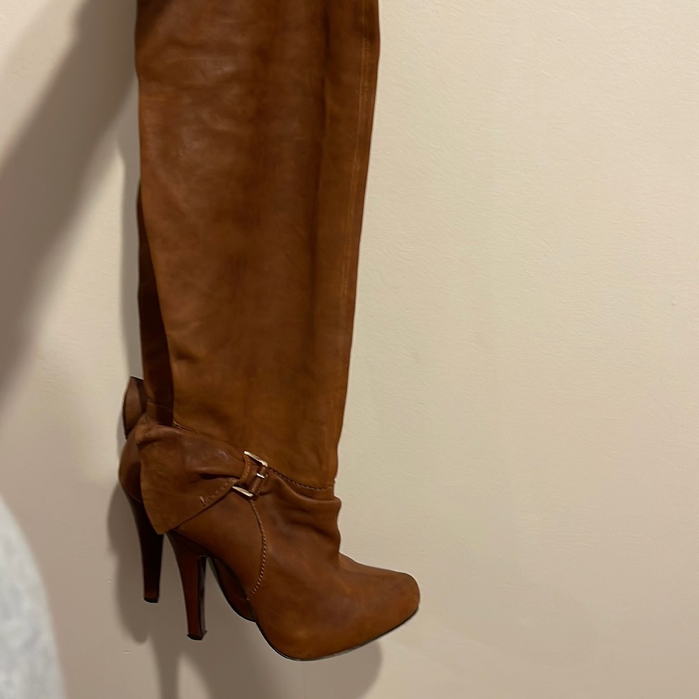 Sexy knee thigh high leather boots